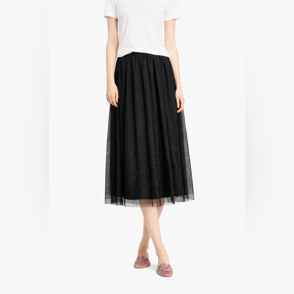 A New Day Black Mesh Tulle Midi Skirt M Sparkle A-Line Party Chic Balletcore